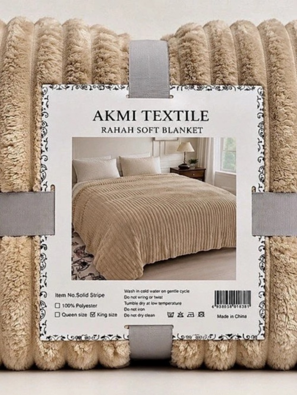 AKMI TEXTILE Rafah Soft Blanket Cream Striped